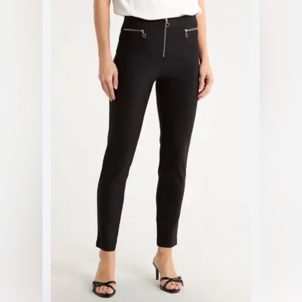 PATRIZIA LUCA Slim Front Zip Ankle Black Pants XL NWT